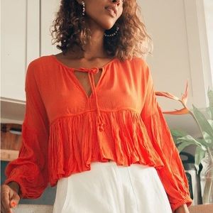 O’Neil Rosie Orange Long Sleeve Top Size Medium.